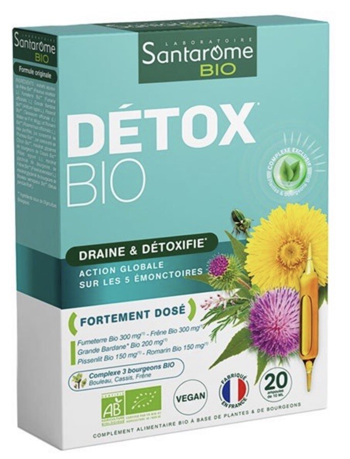 Complément alimentaire détox bio après les fêtes cure 20 ampoules de 10ml