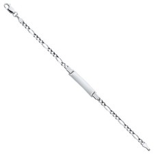 Real 14K White Gold 6" Figaro Chain Child Kid Baby Engraveable ID Bracelet