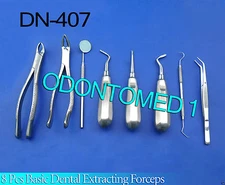 8 Pcs Basic Dental Surgery Extracting Extraction Forceps Elevators Set DN-407