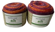 New 2 small cakes Willow Yarn DRIFT Sangria wool / rayon discontinued 3.5 oz 275