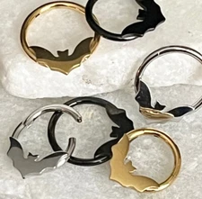 1pc Flying Bat Hinged Segment Ring Hoop Helix Daith Septum 316L Surgical Steel