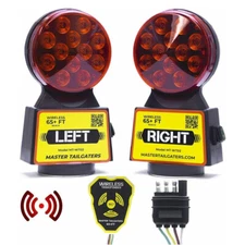 Wireless Trailer Tow Lights - Magnetic Mount, 48ft Range, 4 Pin Blade Connection