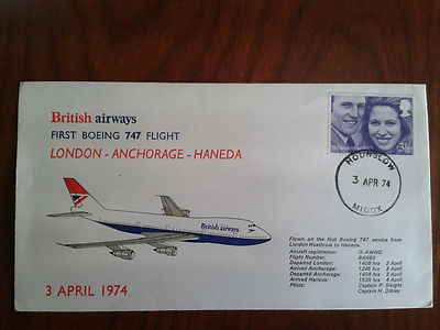Erster Boeing 747 Flug von London nach Tokio, British Airway, 1974, Speicherumschlag