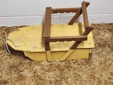 Kids Pull Sled Farmhouse Decor Vintage Folk Art Hand Made Wood Wall Hanger Cabin