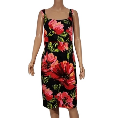 Lane Bryant Women's Plus Size 26 Sleeveless Floral Dress Black Red Pink NWT - Picture 2 of 8
