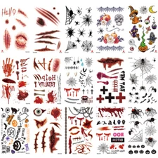 Bloody Halloween Tattoo Sticker Waterproof Sticker Fake Scars Water Transfer