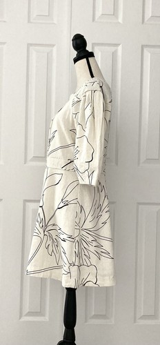 BANANA REPUBLIC Short Dress Ivory Black Tropical Print Linen Blend Sz Petite 10 - Picture 5 of 15