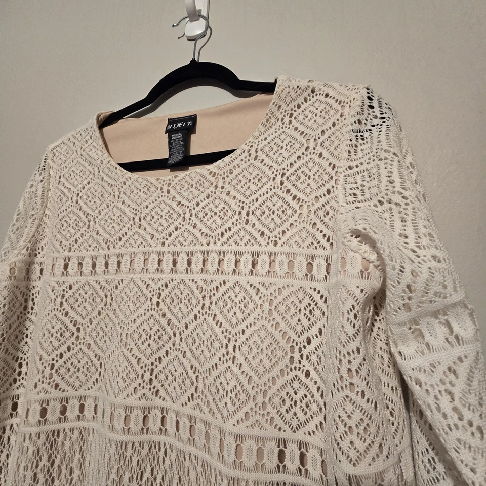 Top De Colección Mixit Mujeres Encaje Flecos Dobladillo MED 90s Y2k Boho Coqueta Chica EE. UU. Foto 2 de 4