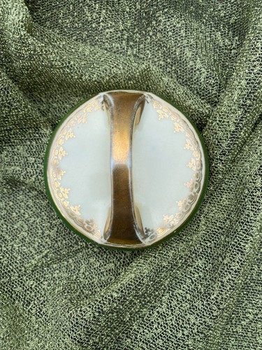 Antique Czech Sugar Bowl – Classical Scene – Green & Gold – Hand Painted Porcela - Picture 4 of 8