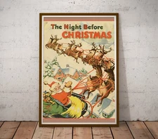 1941 Night Before Christmas Book POSTER! (up to 24" x 36") - Santa - Reindeer