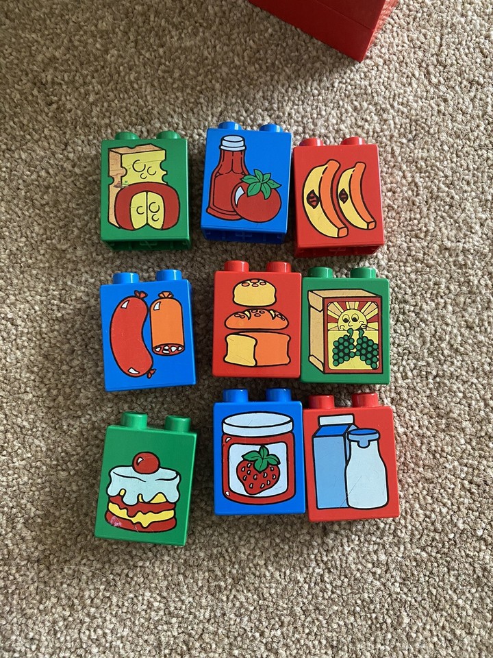 Vintage Duplo Lego1980 Trailer People Shop Groceries Till Seesaw Car