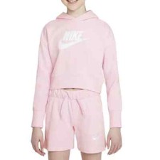 Nike Girl Sportswear Club Fleece Crop Hoodie. Size XL. Pink