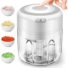 250ML Electric Garlic Chopper - Mini Portable Vegetable Food Processor & Blender