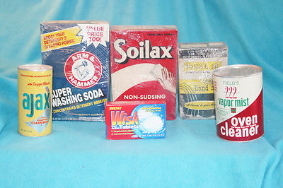 #ad #ad 6 VNTG SOAP DETERGENT CLEANER LOT A amp; H SOILAX JOHN D. AJAX WISK VAPOR $25.00