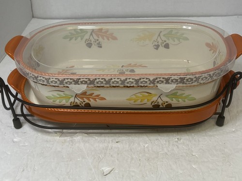 Temptations By Tara Herbst Ernte 2qt Kasserolle Backform mit Tablett Deckel Gestell - Bild 1 von 16