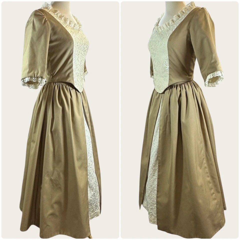 Talla S Colonial Outlander Siglo XVIII Pradera Guerra Civil 2 piezas Vestido Disfraz ¡COMPLETO!! Foto 2 de 4