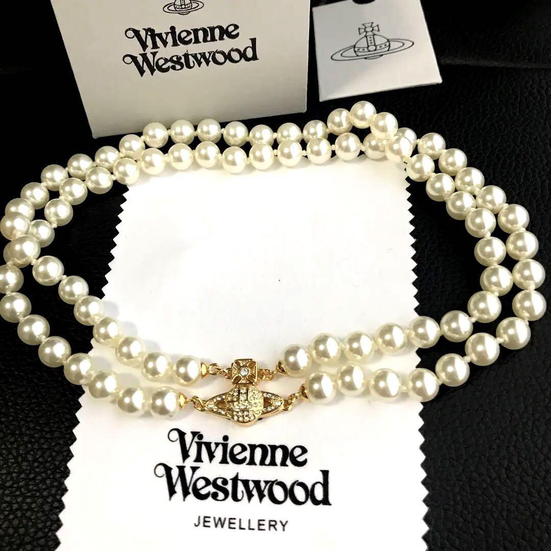Vivienne Westwood Necklace 2-strand Pearl Choker Gold NO BOX