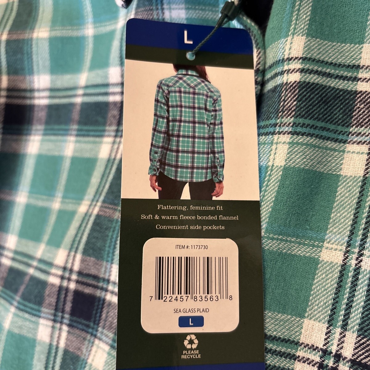 ビッグ⭐︎ Orvis Snap Front Shirt Jacket Women's L Sea Glass Green Flannel