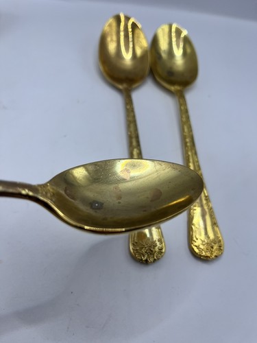 WM Rogers & Sons Gold Plated Flatware Enchanted Rose Spoons Set Of 4 Opulent - Picture 5 of 10