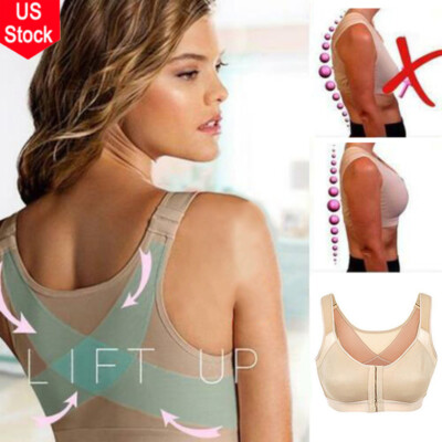 US Women Posture Corrector Bra Wireless Back Support Lift Up Yoga Bra Shapewear