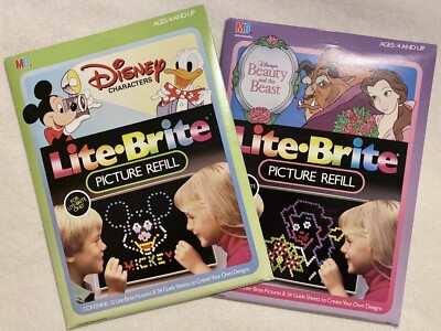 2 Vintage Sealed Lite Brite Disney Characters BEAUTY and BEAST Picture Refills
