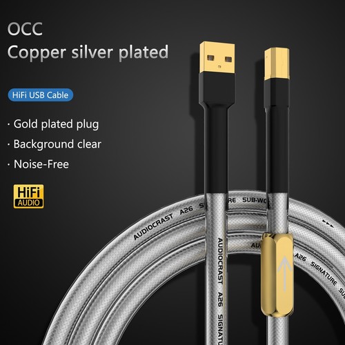 Cable digital de datos HIFI A26 6N OCC plateado USB tipo A a tipo B para DAC - Imagen 3 de 10