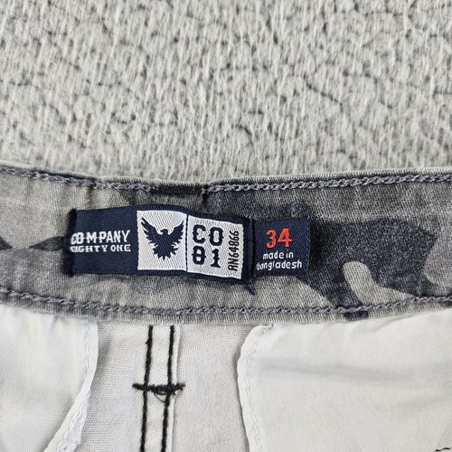 Pantalones Cortos Company Eighty One Para Hombre 34 (34x11) Gris Sarga Bolsillos Carga Rayas - Imagen 5 de 16