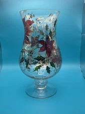 Home Essentials Hurricane 10.5" Poinsetta Themed Candle Holder #1023