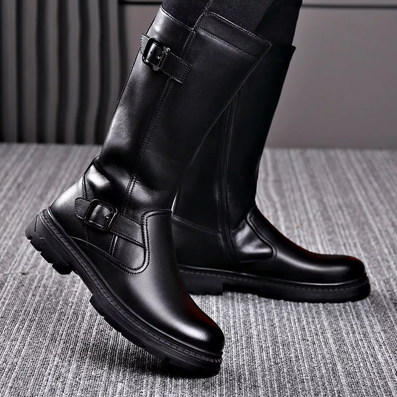 Velvet biker boots top