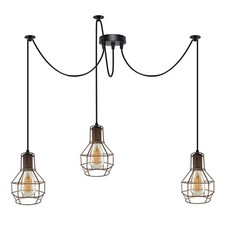 Industrial Spider pendant Ceiling Light Fitting 3 way Hanging Cage Chandelier