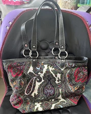 Talbots Colorful Paisley Tapestry Large Canvas Purse Lined  New Without Tags