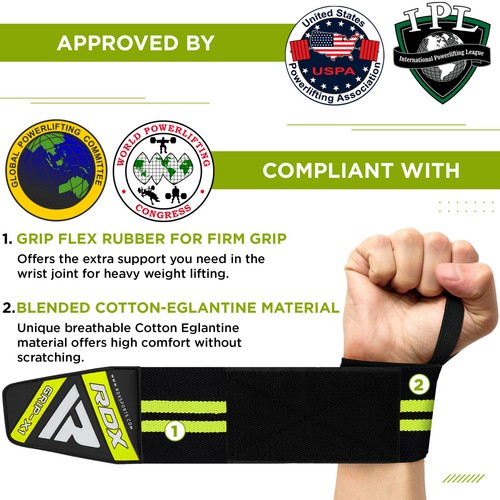 Weight Lifting Straps by RDX, Elasticated, Wrist Wraps, Gym, Wrist Support - Picture 5 of 63