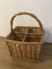 Vintage Bottle Wicker Basket Carrier With Handle