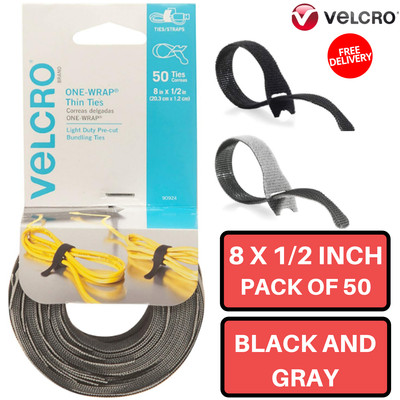 VELCRO Brand 8 in x 1//2 in Reusable Ties 50-Pack