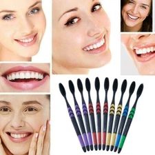 10pcs Ultra Soft Bamboo Charcoal Toothbrush Tooth Brush Daily Care ⇘
