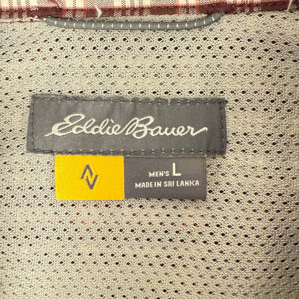 Camisa Eddie Bauer Travex Para Hombres L Roja Abotonada Pesca Senderismo Ventilada Gorpcore Foto 4 de 4