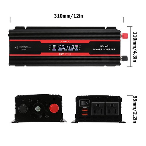 7000W 6000W LCD Car Power Inverter DC 12V To AC110V Pure Sine Wave Converter 2AC - Picture 3 of 116