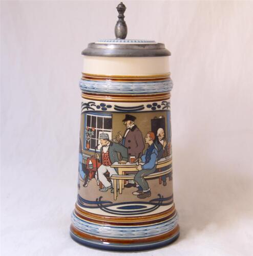 Antique V&B Mettlach Etched Beer Stein #2632 Bowling in Beer Garden c.1903 - Picture 1 of 6