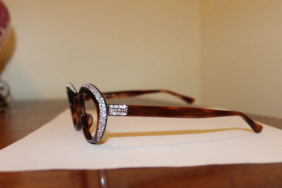 Marco de gafas vintage Kono Beatrice ojo de gato ámbar ovalado Francia NUEVO Foto 2 de 4