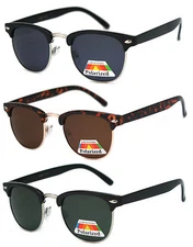 80' s Vintage Browline Horn Rim Half Frame Color Polarized Lens Sunglasses