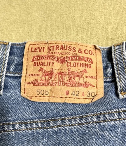 Levis 505 Regular Fit Mens 42x30 Blue Jeans Actual 40x30