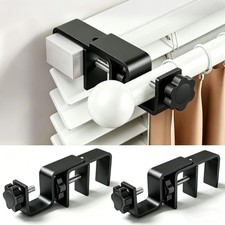 No Drill Curtain Rod Brackets for Outside-Mount Blinds, Tool-Free Over-Blind ...