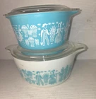 2 Vintage Pyrex Amish Butterprint Casserole Dishes Farmhouse 473 474 Lids