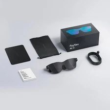 rayneo air 2 ar glasses 201” display works with iPhone 15, PS5, and Samsung 20.