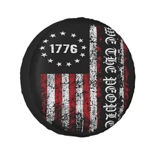 Vintage America American Flag Spare Tire Cover Weatherproof Wheel 14 inch Red