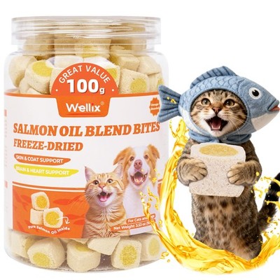 FreezeDried Treats for Dogs and Cats  Salmon Oil Cat Treats for Skin&Coat Hea...