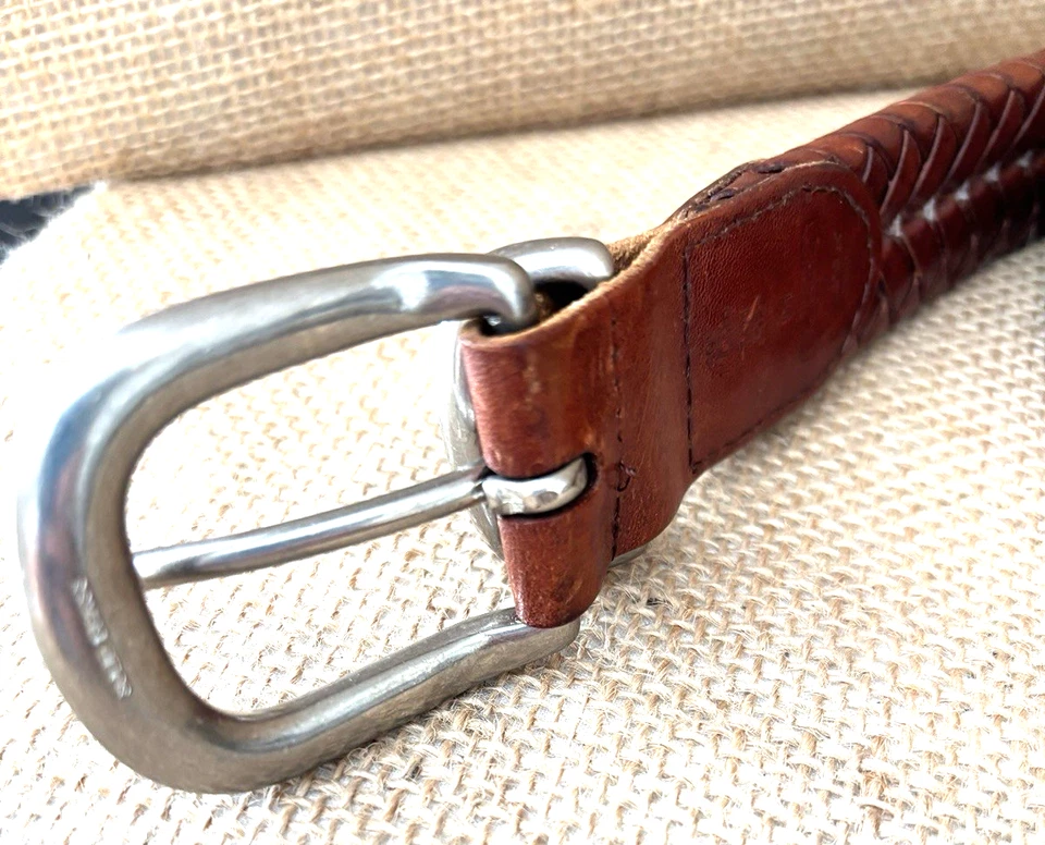 Coach Belt Men’s ” Brown Braided Leather Woven Tan 5922 Size 40 - Image 3 of 4