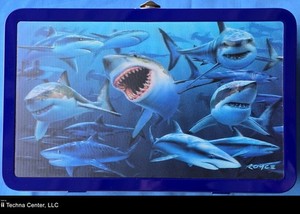 Royce Tin 3D Supply/Pencil Box, Sharks Design, #FT07524