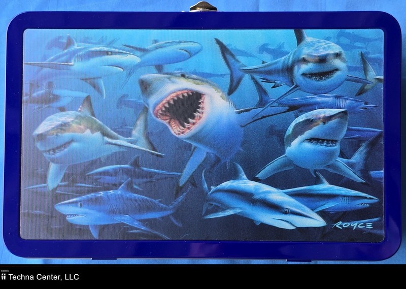Royce Tin 3D Supply/Pencil Box, Sharks Design, #FT07524