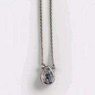 With Clear cubic zirconia Gem. Silver 24inch Adjustable Length Necklace